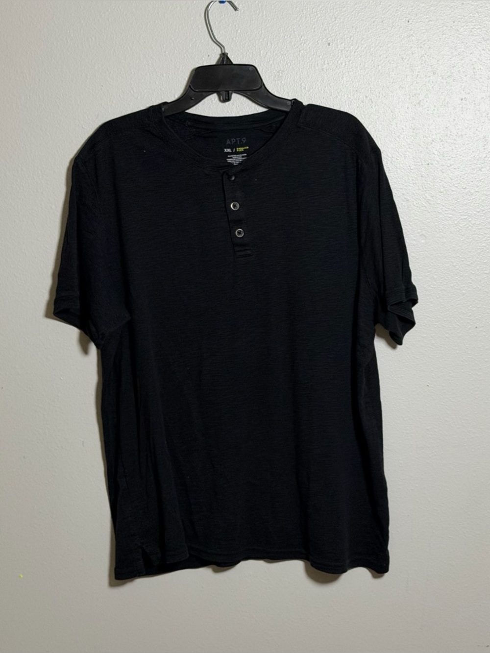 APT. 9 Men Minimalist Premier Flex Black‎ Short-Sleeve Henley Shirt size XXL